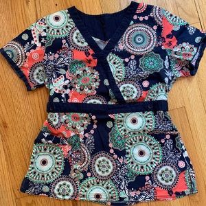 Floral/Hippy Scrub Top